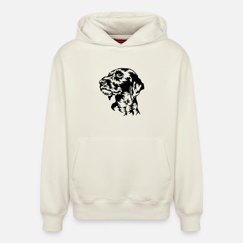 German Wirehaired Pointer head - Relaxed Unisex Organic Hoodie – by SPREAD - off white