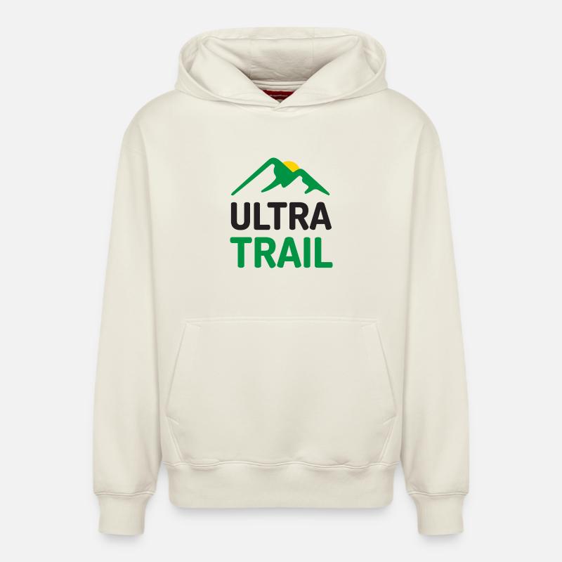 Ultra Trail - Sweat à capuche unisexe décontracté en coton biologique – de SPREAD - blanc cassé