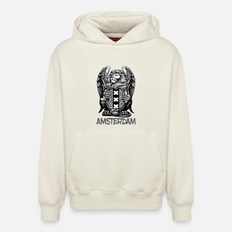 Lion Amsterdam - Sweat à capuche unisexe décontracté en coton biologique – de SPREAD - blanc cassé