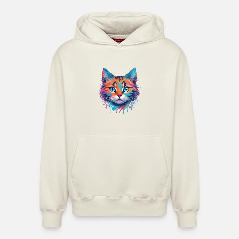 Chat mignon - Sweat à capuche unisexe décontracté en coton biologique – de SPREAD - blanc cassé