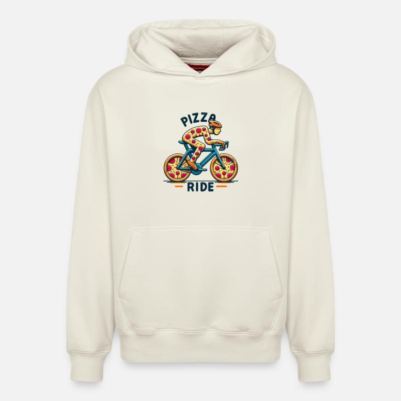 Pizza Lover Vélo Design - Sweat à capuche unisexe décontracté en coton biologique – de SPREAD - blanc cassé
