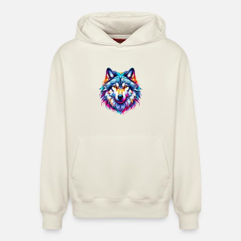 Wolf - Relaxed Unisex Organic Hoodie – von SPREAD - Naturweiß