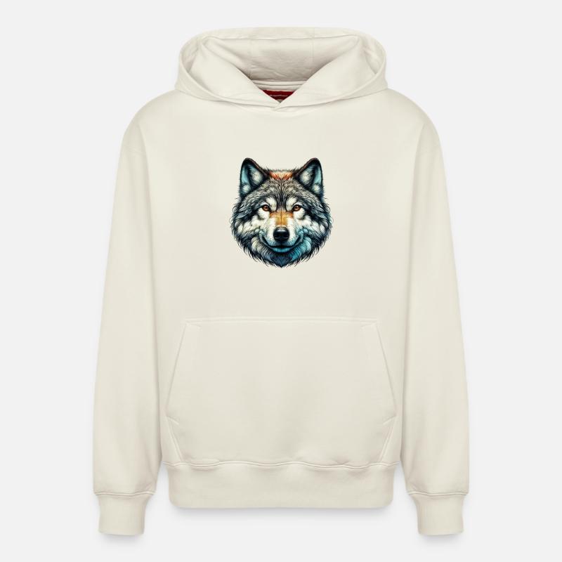 Loup - Sweat à capuche unisexe décontracté en coton biologique – de SPREAD - blanc cassé