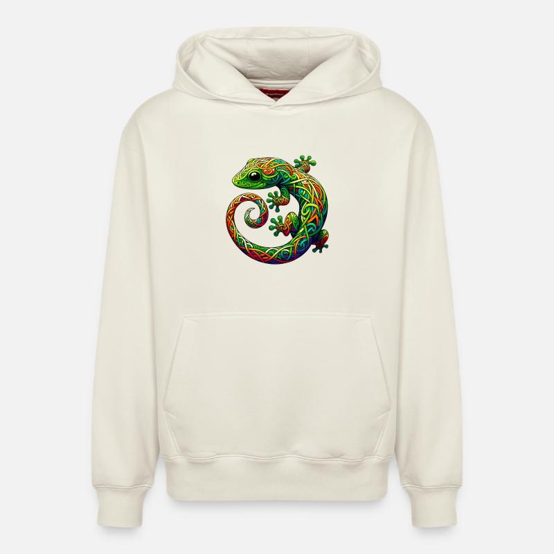 Gecko - Sweat à capuche unisexe décontracté en coton biologique – de SPREAD - blanc cassé