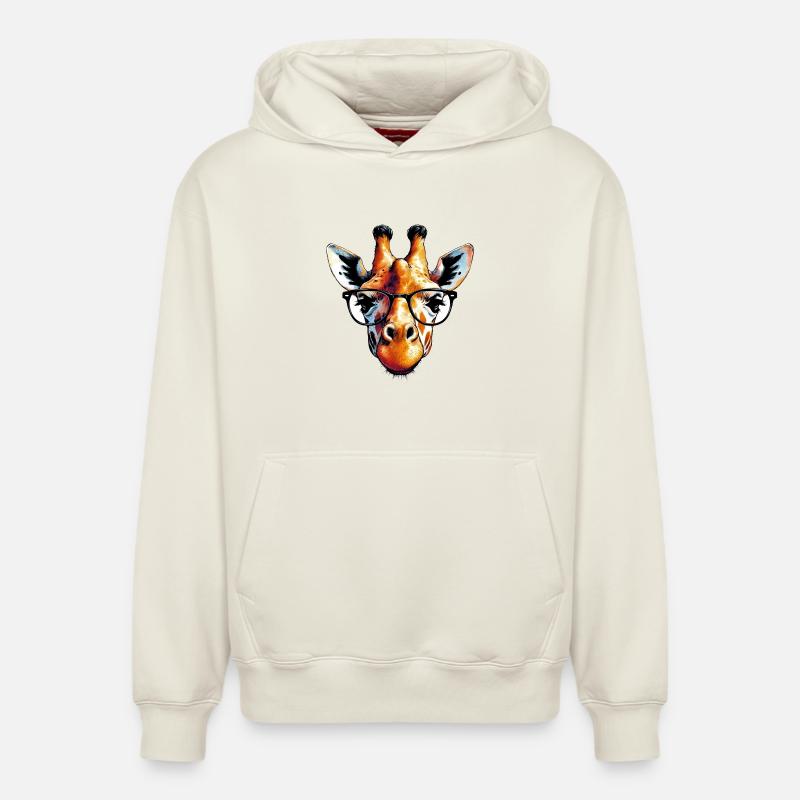 Girafe à lunettes - Sweat à capuche unisexe décontracté en coton biologique – de SPREAD - blanc cassé