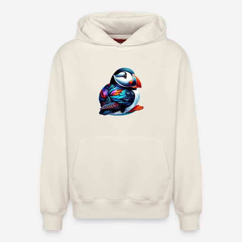Macareux - Sweat à capuche unisexe décontracté en coton biologique – de SPREAD - blanc cassé