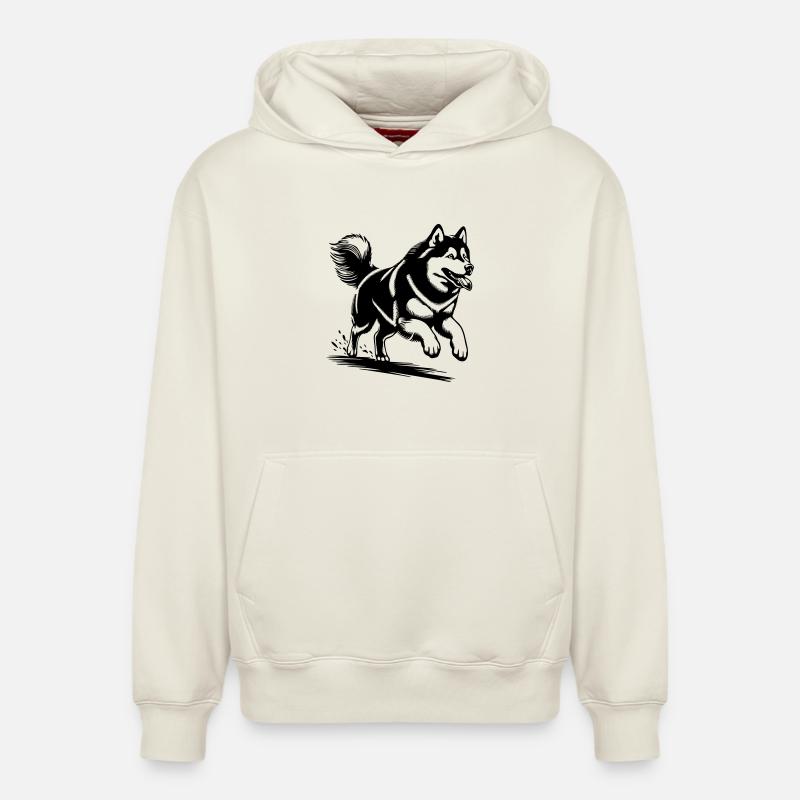 Malamute d’Alaska - Sweat à capuche unisexe décontracté en coton biologique – de SPREAD - blanc cassé