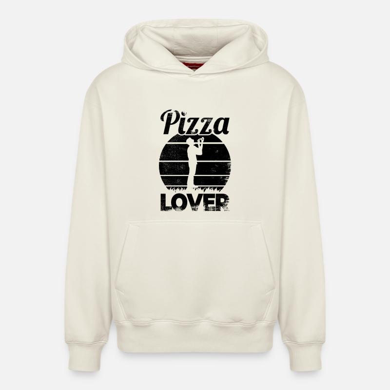 Amateurs de pizza - Sweat à capuche unisexe décontracté en coton biologique – de SPREAD - blanc cassé