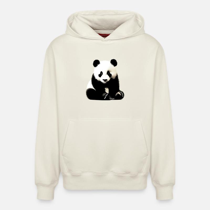 Panda - Sweat à capuche unisexe décontracté en coton biologique – de SPREAD - blanc cassé
