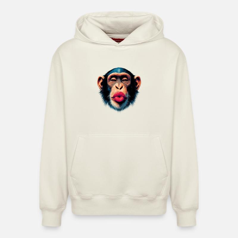 Baiser de singe - Sweat à capuche unisexe décontracté en coton biologique – de SPREAD - blanc cassé