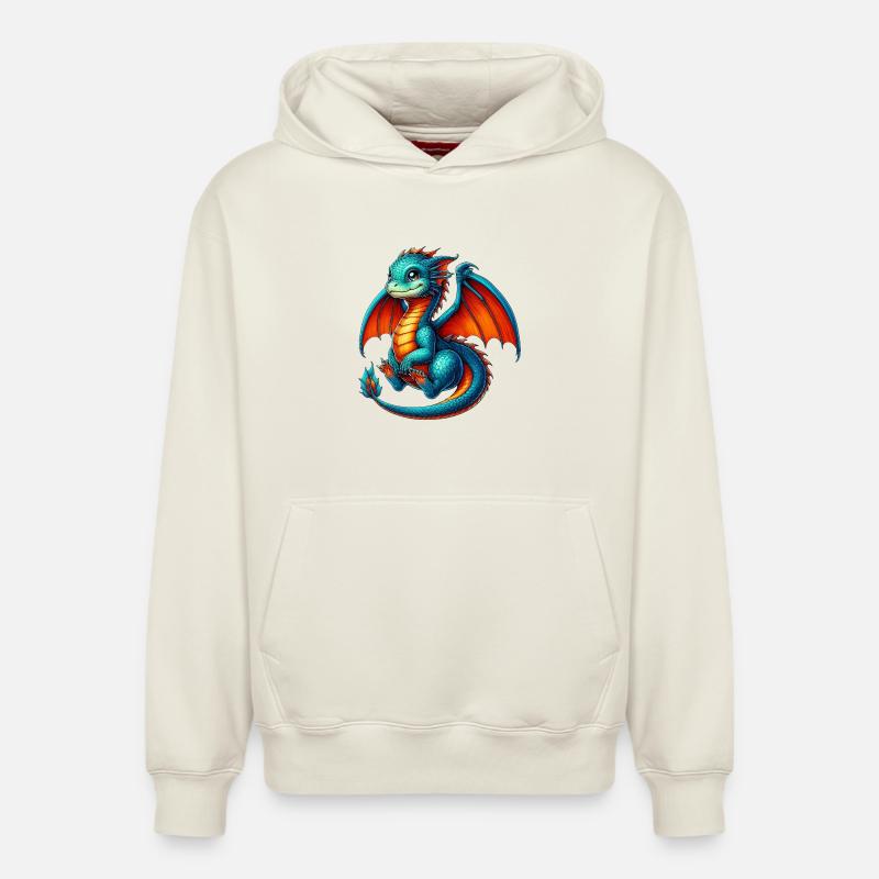 Dragon - Sweat à capuche unisexe décontracté en coton biologique – de SPREAD - blanc cassé
