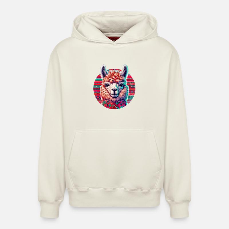 Alpaga - Sweat à capuche unisexe décontracté en coton biologique – de SPREAD - blanc cassé