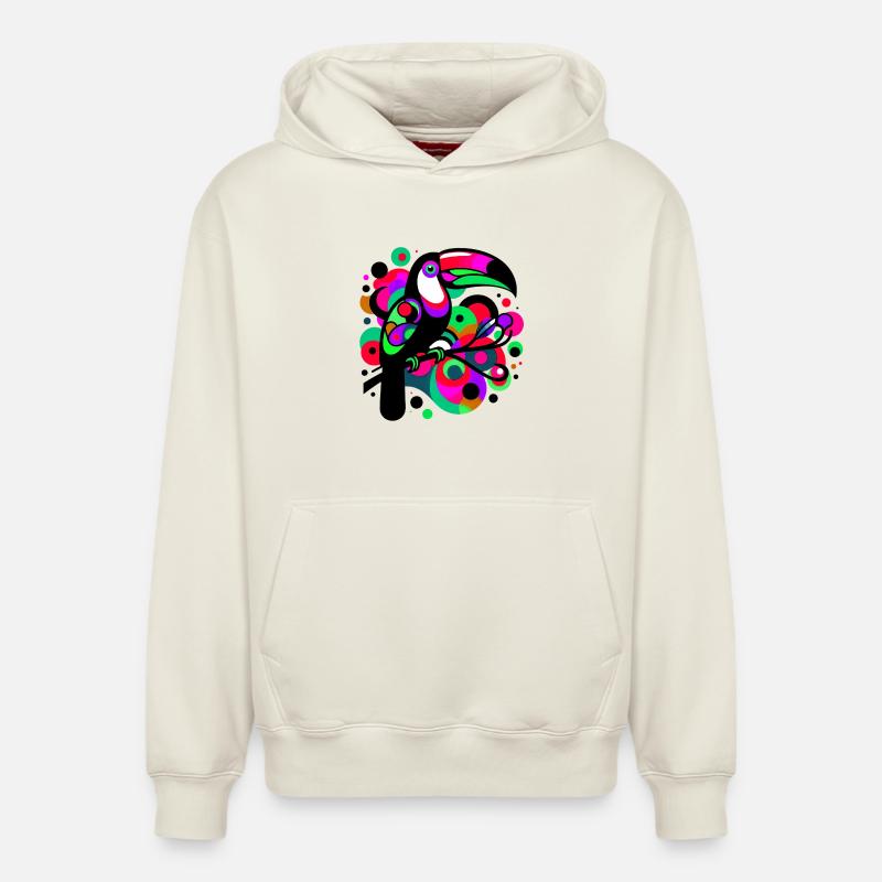 Toucan - Sweat à capuche unisexe décontracté en coton biologique – de SPREAD - blanc cassé