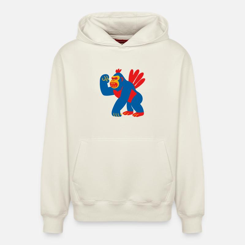 Popart Fantasy Gorille - Sweat à capuche unisexe décontracté en coton biologique – de SPREAD - blanc cassé