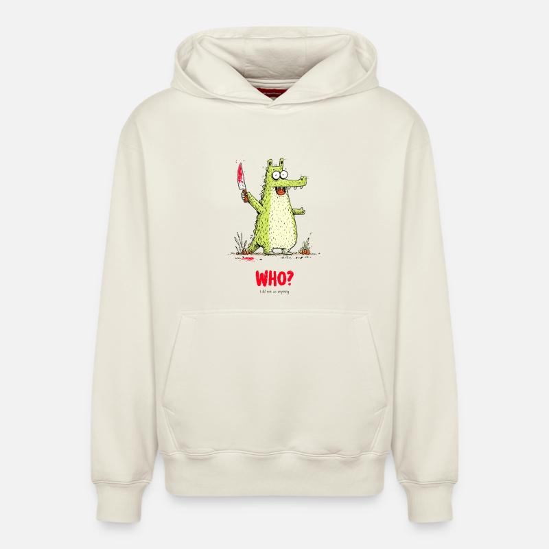 QUI? - Sweat à capuche unisexe décontracté en coton biologique – de SPREAD - blanc cassé