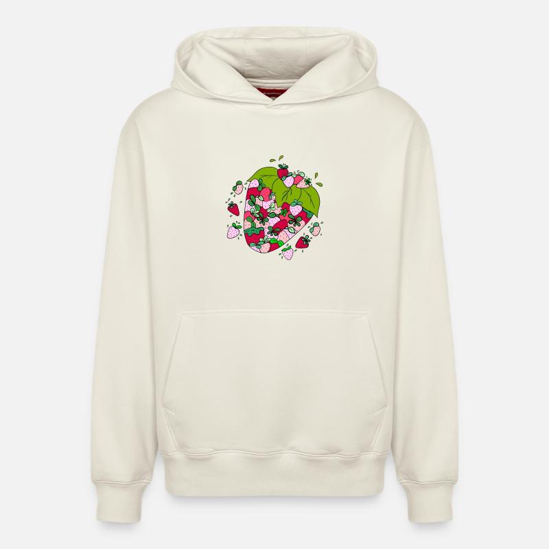 Fraises fruitées - Sweat à capuche unisexe décontracté en coton biologique – de SPREAD - blanc cassé