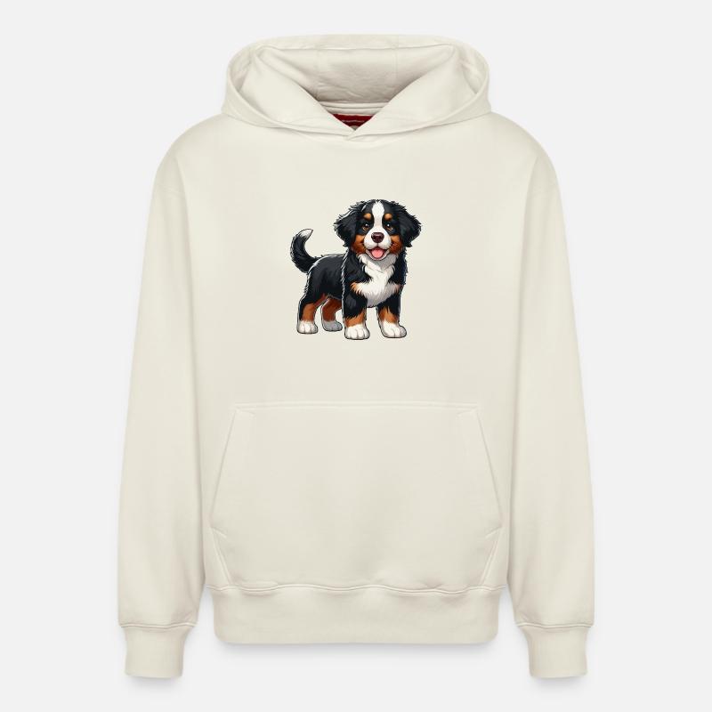 Bouvier Bernois chiot doux - Sweat à capuche unisexe décontracté en coton biologique – de SPREAD - blanc cassé