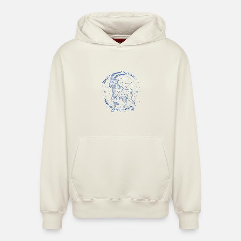 Steinbock Sternzeichen Geschenk – Erde & Sterne Design - Relaxed Unisex Organic Hoodie – von SPREAD - Naturweiß