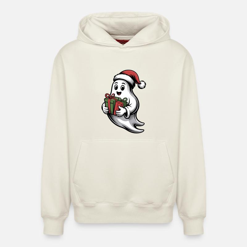 Weihnachtsgeist mit Geschenk - Sweat à capuche unisexe décontracté en coton biologique – de SPREAD - blanc cassé