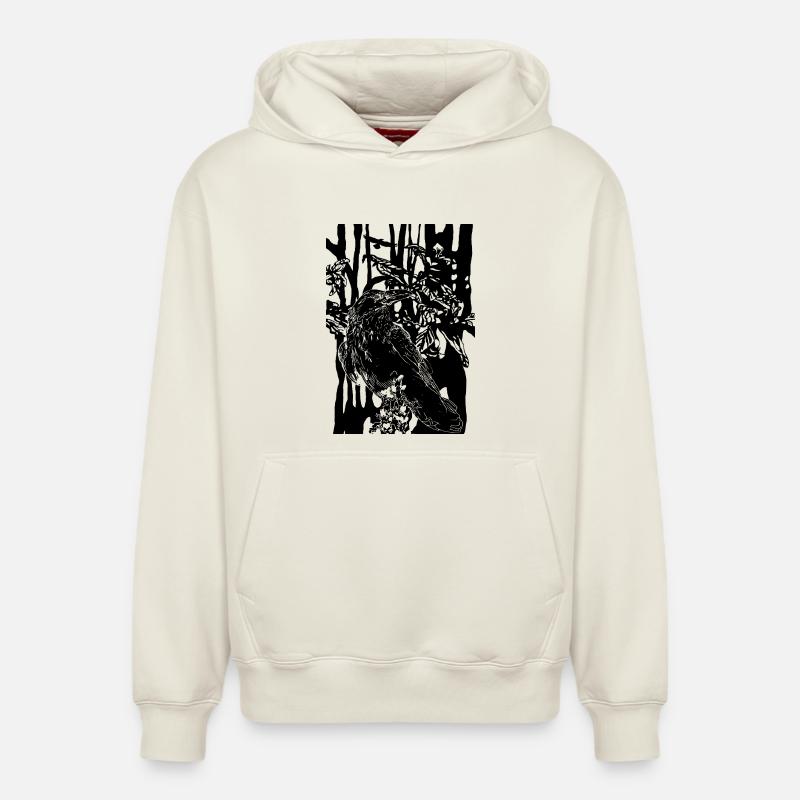 corbeau - Sweat à capuche unisexe décontracté en coton biologique – de SPREAD - blanc cassé