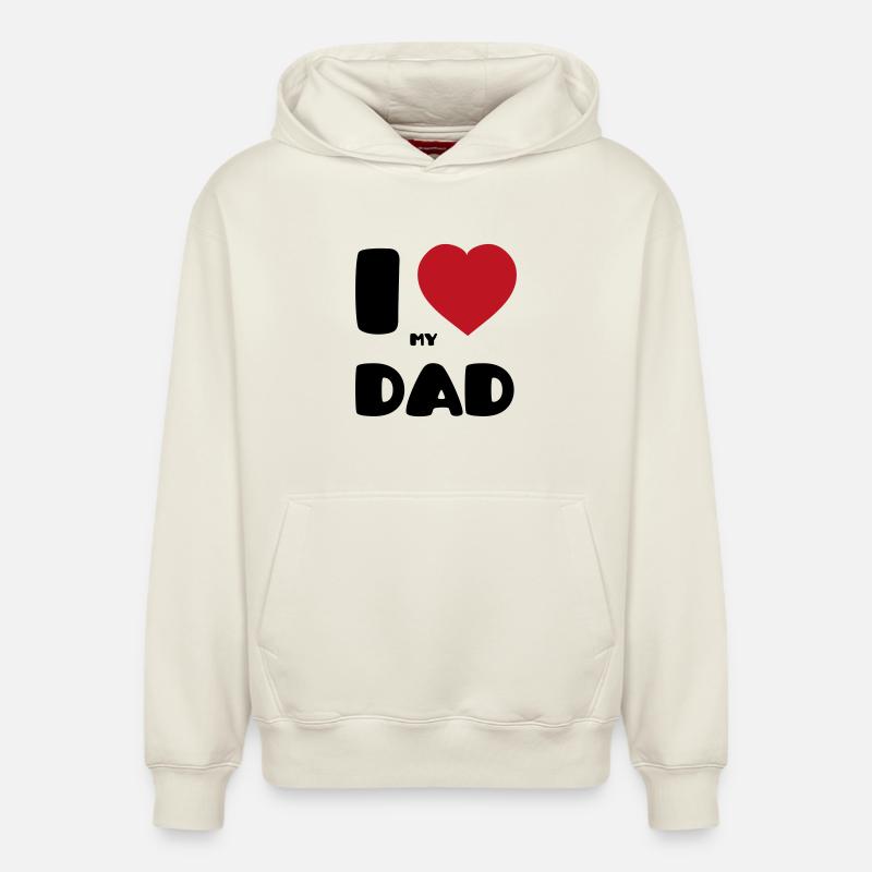 J’aime mon papa - Sweat à capuche unisexe décontracté en coton biologique – de SPREAD - blanc cassé