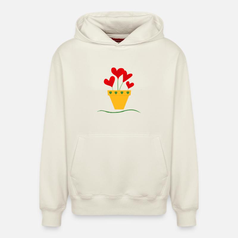 Pot d’amour - Sweat à capuche unisexe décontracté en coton biologique – de SPREAD - blanc cassé