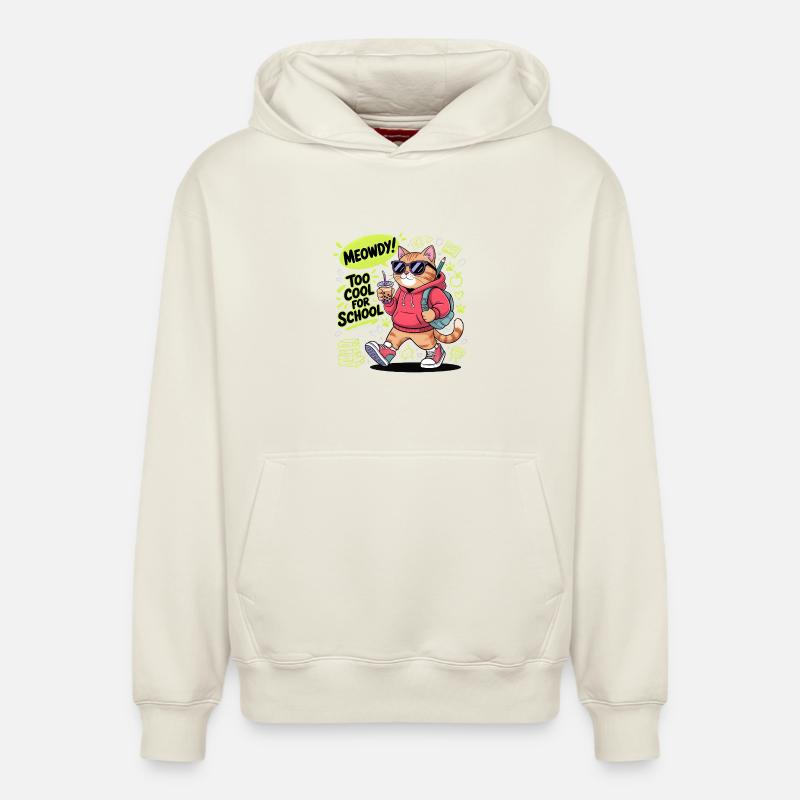 Chaton de l’école - Sweat à capuche unisexe décontracté en coton biologique – de SPREAD - blanc cassé