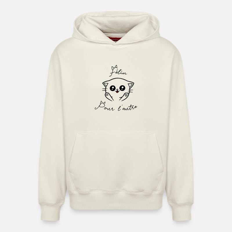 Félin pour l'autre - Sweat à capuche unisexe décontracté en coton biologique – de SPREAD - blanc cassé