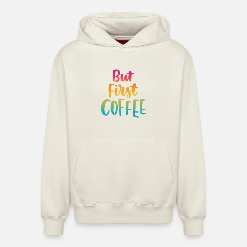 Mais premier café - Sweat à capuche unisexe décontracté en coton biologique – de SPREAD - blanc cassé