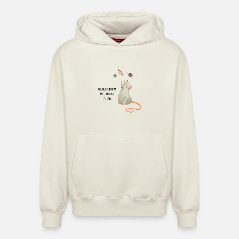 Souris de l’espace - Sweat à capuche unisexe décontracté en coton biologique – de SPREAD - blanc cassé