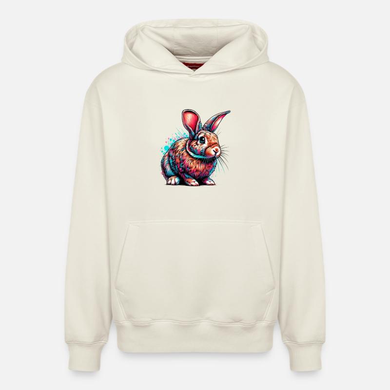 Lapin - Sweat à capuche unisexe décontracté en coton biologique – de SPREAD - blanc cassé