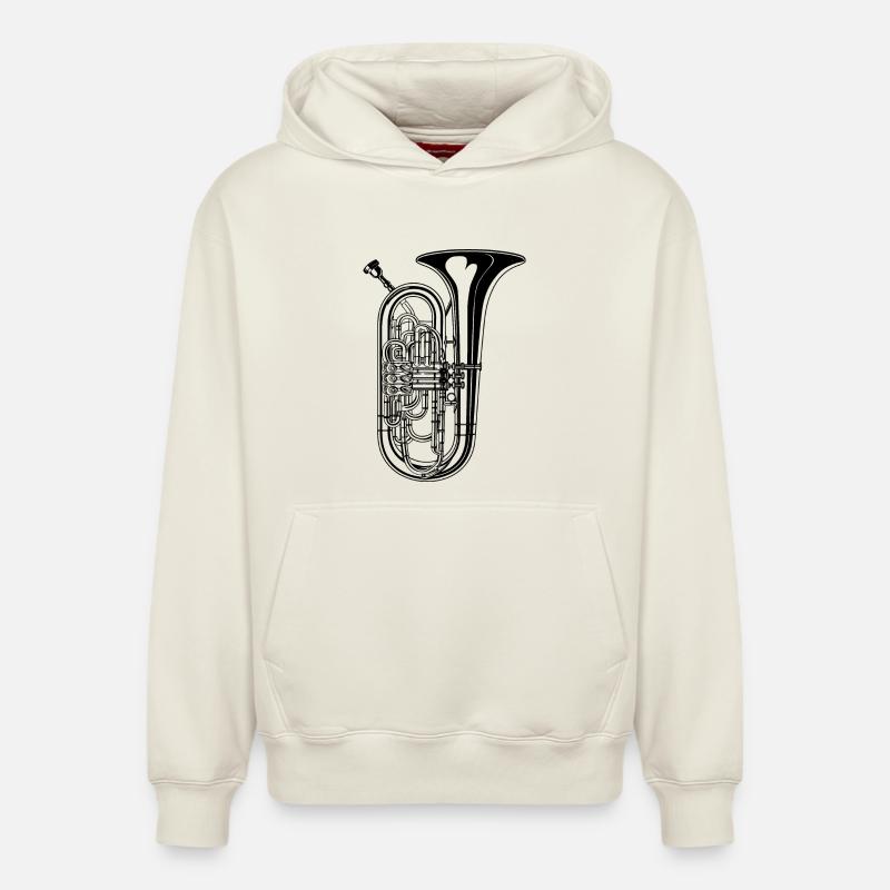 Tuba Graphique - Sweat à capuche unisexe décontracté en coton biologique – de SPREAD - blanc cassé