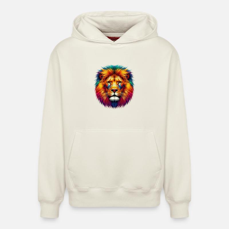 Lion - Sweat à capuche unisexe décontracté en coton biologique – de SPREAD - blanc cassé
