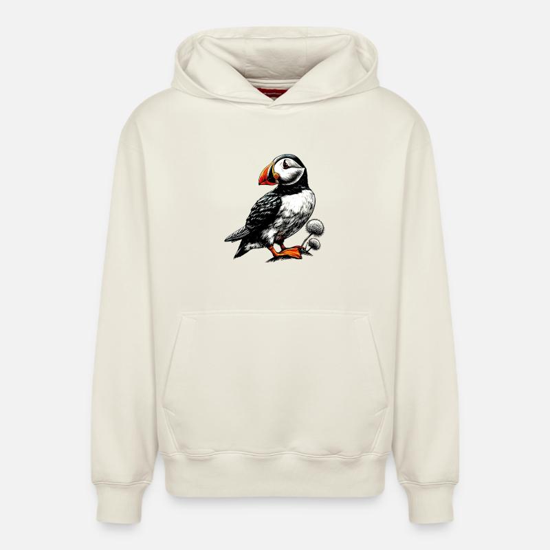 Macareux - Sweat à capuche unisexe décontracté en coton biologique – de SPREAD - blanc cassé