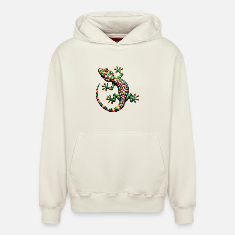 Gecko - Sweat à capuche unisexe décontracté en coton biologique – de SPREAD - blanc cassé