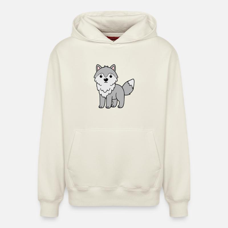 Loup loup - Sweat à capuche unisexe décontracté en coton biologique – de SPREAD - blanc cassé