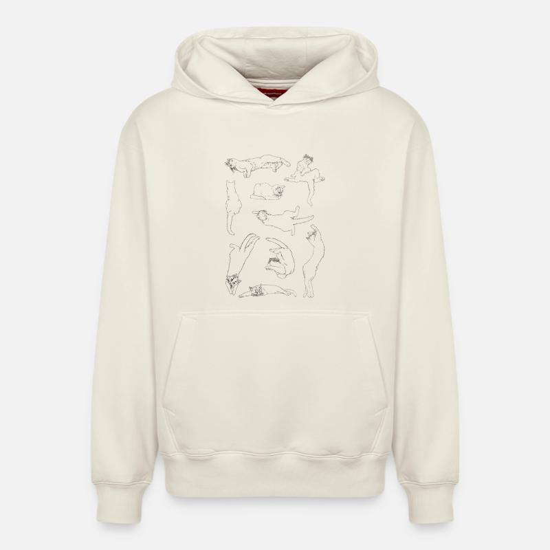 Anatomie du chat - Sweat à capuche unisexe décontracté en coton biologique – de SPREAD - blanc cassé