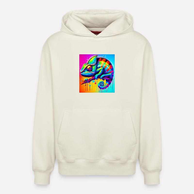 caméléon - Sweat à capuche unisexe décontracté en coton biologique – de SPREAD - blanc cassé