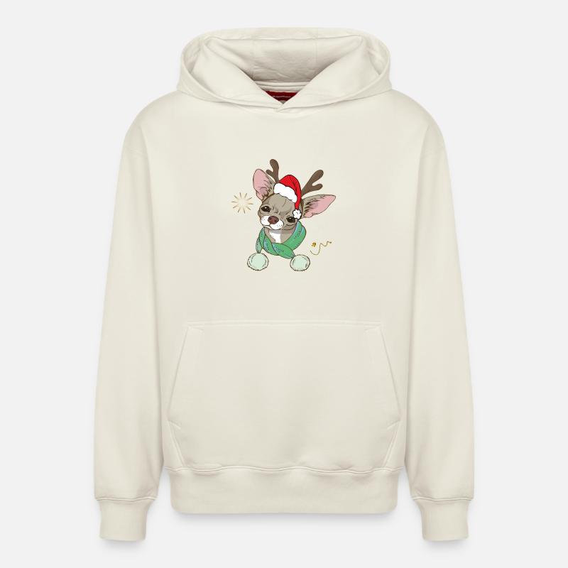 Renne de Noël laid - Sweat à capuche unisexe décontracté en coton biologique – de SPREAD - blanc cassé