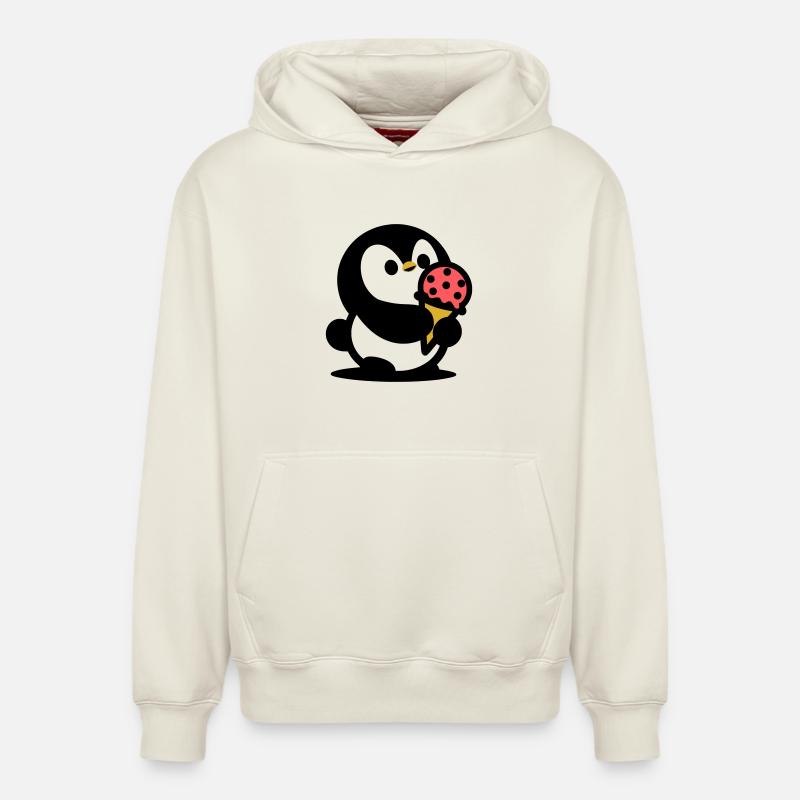 Kleiner Pinguin mit Eis - Relaxed Unisex Organic Hoodie – von SPREAD - Naturweiß