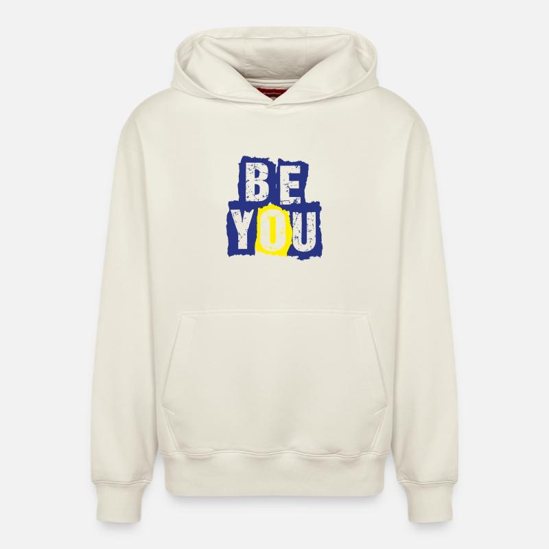 be_you - Sweat à capuche unisexe décontracté en coton biologique – de SPREAD - blanc cassé