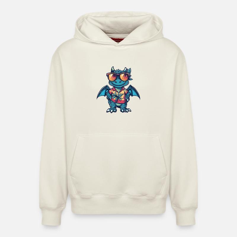 Dragon Comic Holiday - Sweat à capuche unisexe décontracté en coton biologique – de SPREAD - blanc cassé