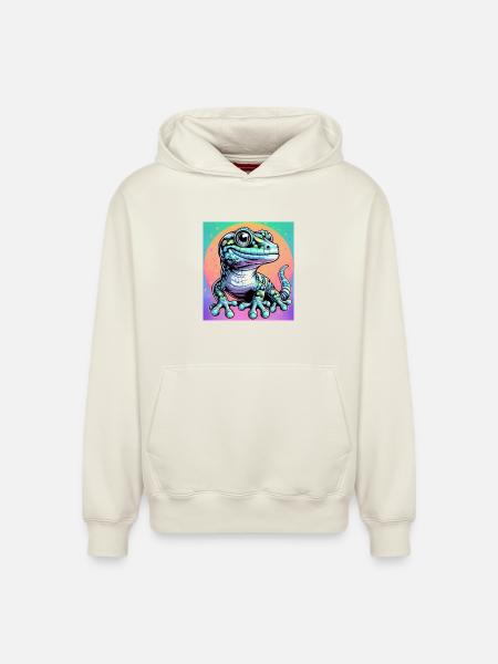 Gecko - Relaxed Unisex Organic Hoodie – von SPREAD - Naturweiß