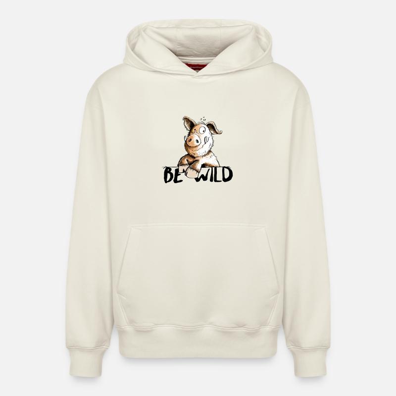 Be Wild Eber - Schwein - Keiler - Relaxed Unisex Organic Hoodie – von SPREAD - Naturweiß