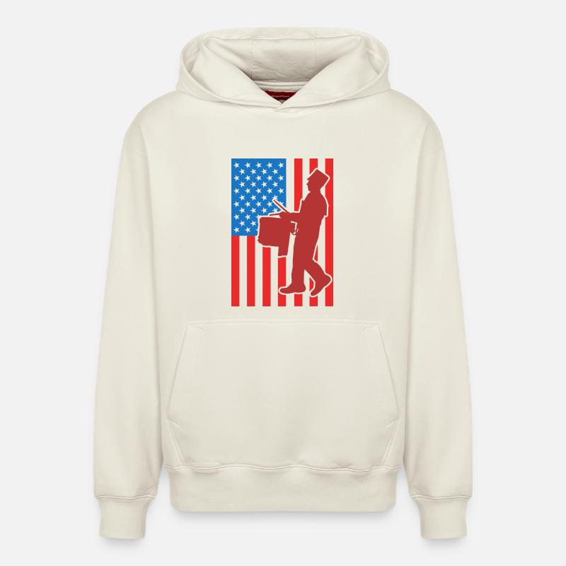 Drapeau de Drum USA - Sweat à capuche unisexe décontracté en coton biologique – de SPREAD - blanc cassé