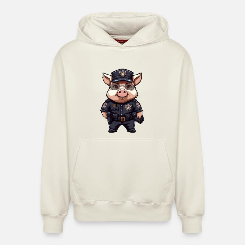 Policier cochon - Sweat à capuche unisexe décontracté en coton biologique – de SPREAD - blanc cassé