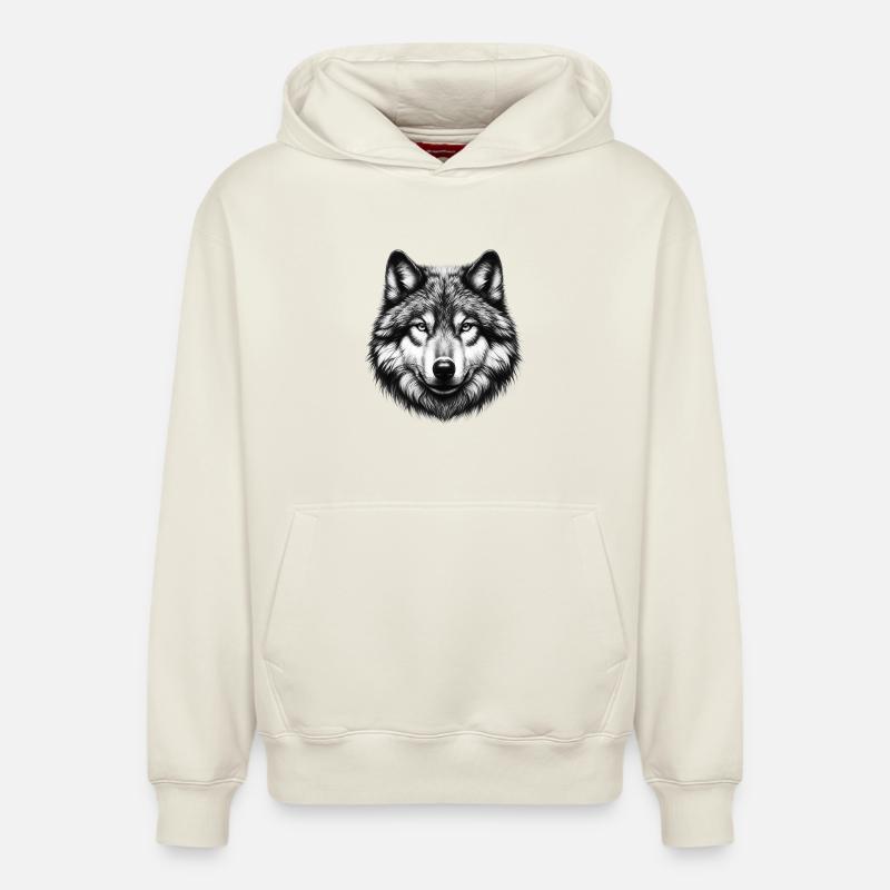 Wolf - Relaxed Unisex Organic Hoodie – von SPREAD - Naturweiß
