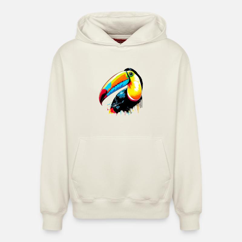 Toucan - Sweat à capuche unisexe décontracté en coton biologique – de SPREAD - blanc cassé