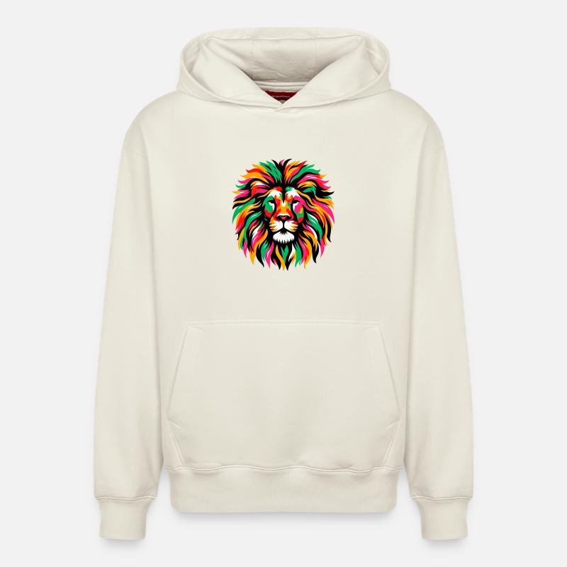 Lion - Sweat à capuche unisexe décontracté en coton biologique – de SPREAD - blanc cassé