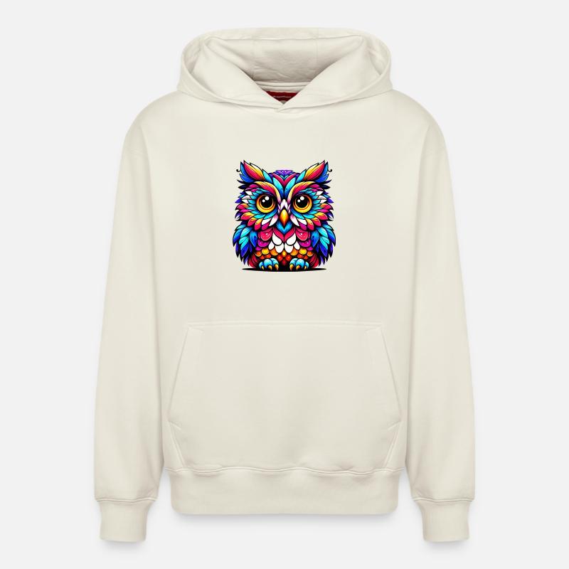 Hibou - Sweat à capuche unisexe décontracté en coton biologique – de SPREAD - blanc cassé